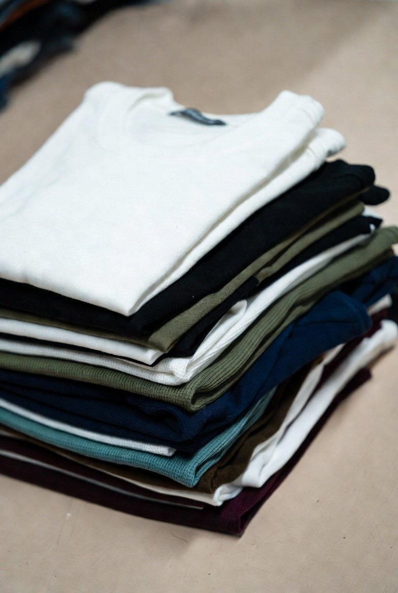 Folded stock stack of clothing