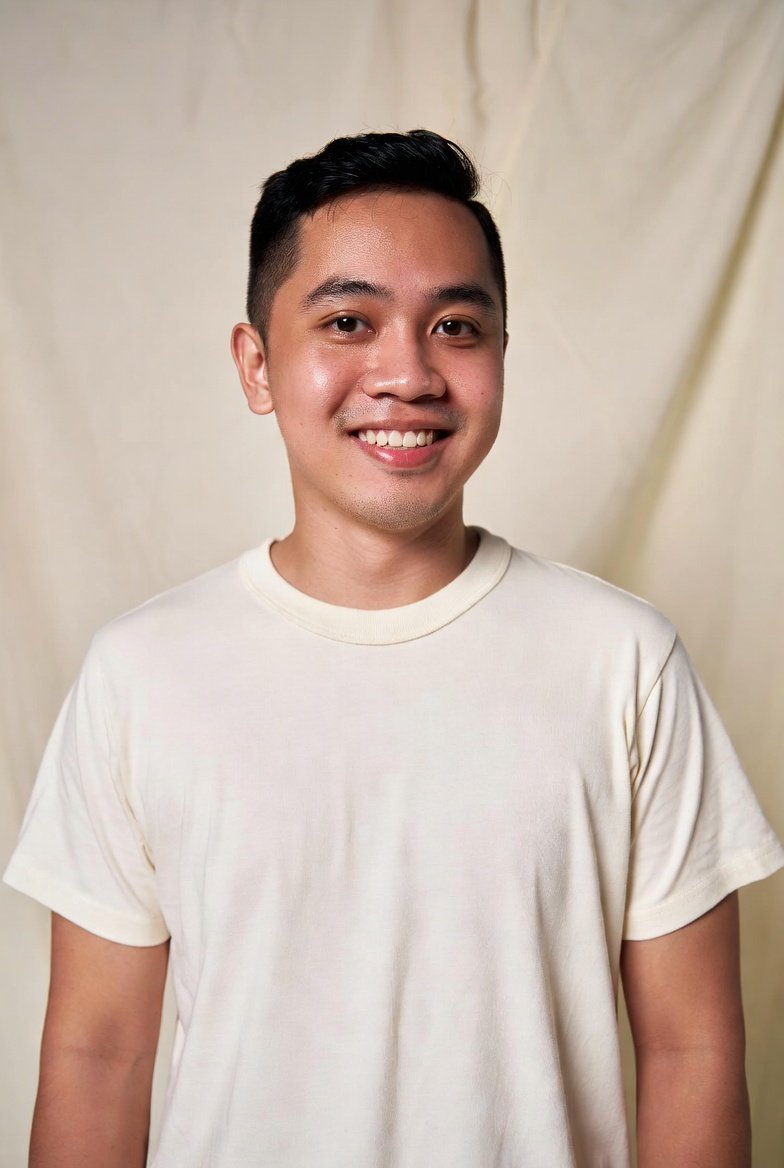 Model wearing a plain tee, lookbook shot
